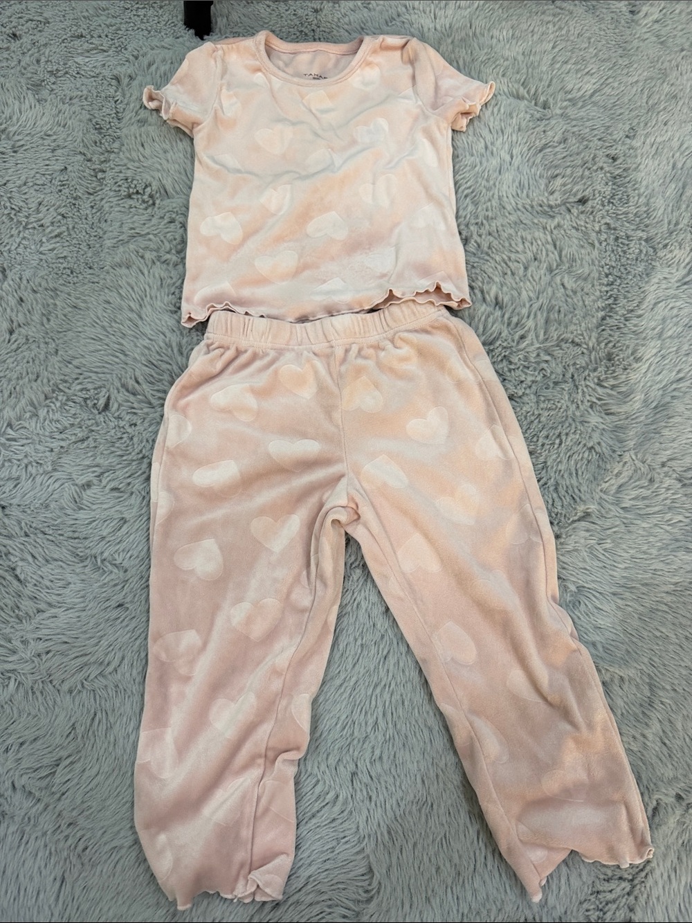 Tahari Girls Pink Heart Plush Pajama Set